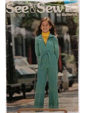 See & Sew By Butterick 5787 Vintage Girls Jumpsuit Sewing Pattern Size 12